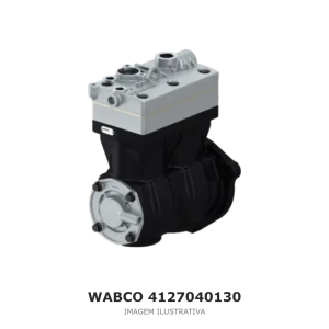 COMPRESSOR DE AR BICILÍNDRICO WABCO 704 CM³ VOLVO / RENAULT – 4127040130 – imagem ilustrativa