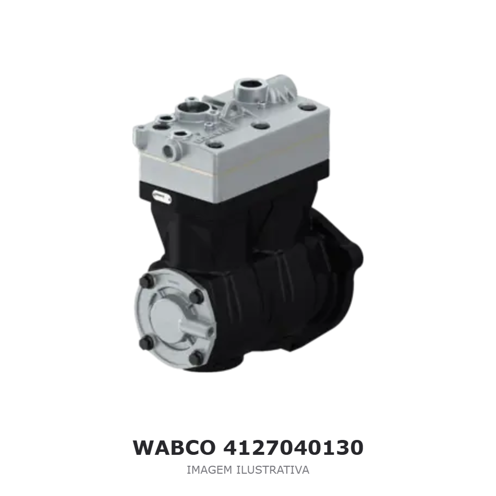 COMPRESSOR DE AR BICILÍNDRICO WABCO 704 CM³ VOLVO / RENAULT – 4127040130 – imagem ilustrativa COMPRESSOR DE AR BICILÍNDRICO WABCO 704 CM³ VOLVO / RENAULT – 4127040130 – imagem ilustrativa