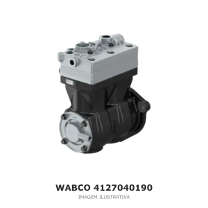 COMPRESSOR DE AR BICILÍNDRICO WABCO 704 CM³ VOLVO / RENAULT – 4127040190 – imagem ilustrativa