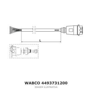 CABO CONECTOR ELÉTRICO WABCO 12 M VOLVO / SCANIA / DAF – 4493731200 – imagem ilustrativa