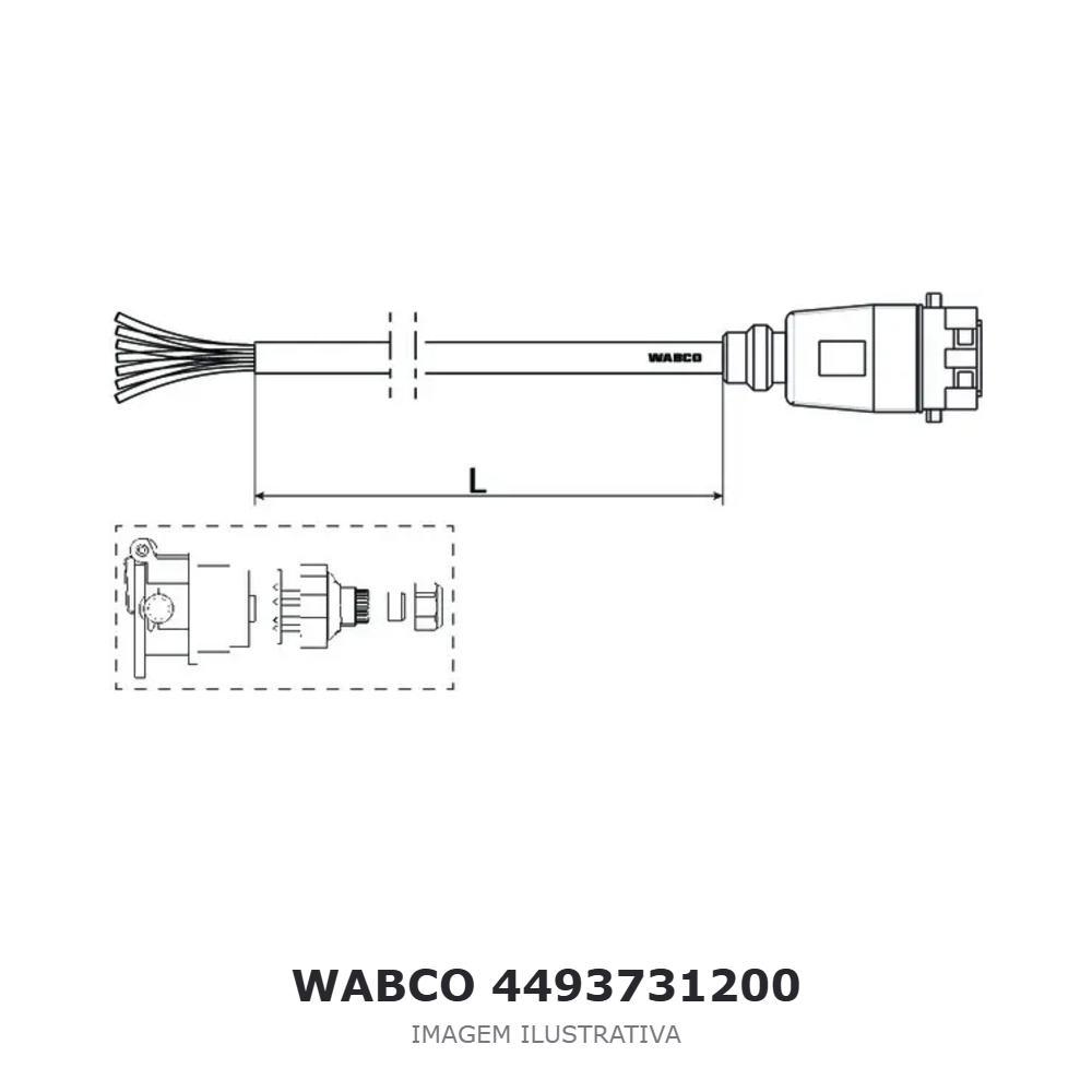 CABO CONECTOR ELÉTRICO WABCO 12 M VOLVO / SCANIA / DAF – 4493731200 – imagem ilustrativa CABO CONECTOR ELÉTRICO WABCO 12 M VOLVO / SCANIA / DAF – 4493731200 – imagem ilustrativa