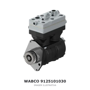 COMPRESSOR DE AR BICILÍNDRICO WABCO 636 CM³ MERCEDES-BENZ / DAF – 9125101030 – imagem ilustrativa