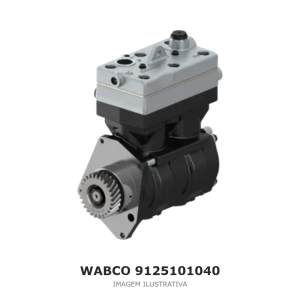 COMPRESSOR DE AR BICILÍNDRICO WABCO 636 CM³ MERCEDES-BENZ – 9125101040 – imagem ilustrativa