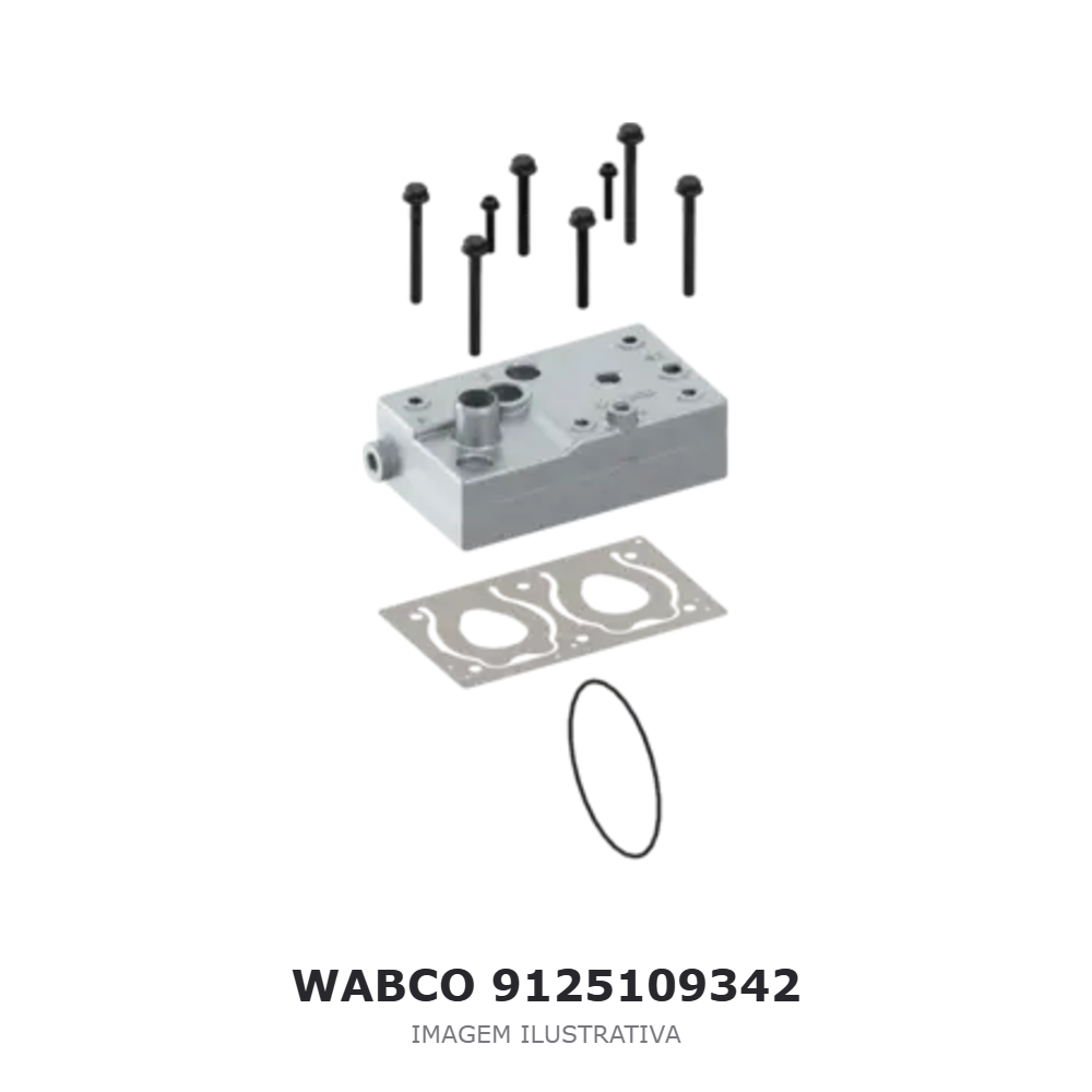 CABEÇOTE DO COMPRESSOR DE AR WABCO – 9125109342 – imagem ilustrativa CABEÇOTE DO COMPRESSOR DE AR WABCO – 9125109342 – imagem ilustrativa