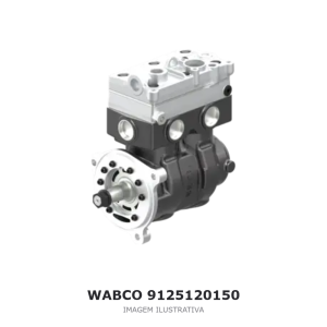 COMPRESSOR DE AR BICILÍNDRICO WABCO 636 CM³ – 9125120150 – imagem ilustrativa