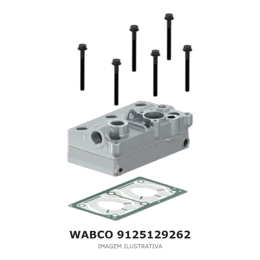 CABEÇOTE DO COMPRESSOR DE AR WABCO VOLVO / RENAULT – 9125129262 – imagem ilustrativa CABEÇOTE DO COMPRESSOR DE AR WABCO VOLVO / RENAULT – 9125129262 – imagem ilustrativa