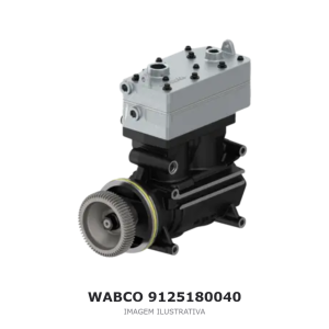 COMPRESSOR DE AR BICILÍNDRICO DE 2 ESTÁGIOS WABCO DAF – 9125180040 – imagem ilustrativa
