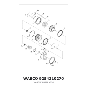 CILINDRO PNEUMÁTICO WABCO VOLVO – 9254210270 – imagem ilustrativa