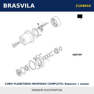 CUBO PLANETARIO MONTADO COMPLETO: Reparos + anelar + acionador +solar+ tampa 2109644 / 2109643 Scania BRASVILA – imagem ilustrativa