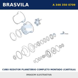 CUBO REDUTOR PLANETÁRIO COMPLETO MONTADO (CARTOLA) 1935 CHASSI VERM. A 346 350 0709 Mercedes-Benz BRASVILA – imagem ilustrativa