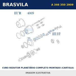 CUBO REDUTOR PLANETÁRIO COMPLETO MONTADO (CARTOLA) 1634 PRETO A 346 350 2909 Mercedes-Benz BRASVILA – imagem ilustrativa
