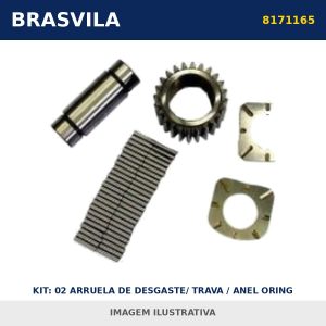 KIT: 02 ARRUELA DE DESGASTE/ TRAVA / ANEL ORING 1522390/ 1522389/ 914463/ 949721 8171165 / 8171167 Volvo BRASVILA – imagem ilustrativa