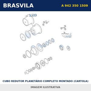 CUBO REDUTOR PLANETÁRIO COMPLETO MONTADO (CARTOLA) AXOR/ ACTROS A 942 350 1509 Mercedes-Benz BRASVILA – imagem ilustrativa