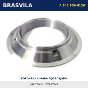 PORCA RANHURADA AÇO FORJADO A 942 356 0126 / A 346 356 0226 Mercedes-Benz BRASVILA – imagem ilustrativa