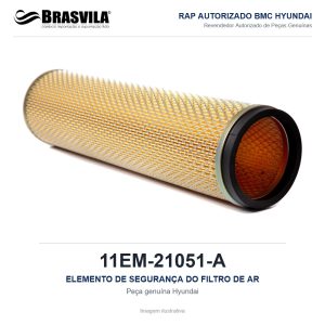 ELEMENTO DE SEGURANÇA DO FILTRO DE AR HYUNDAI 11EM-21051-A – GENUÍNO – R140LC-7 / R160LC-7 / HL740-7 / HL757-7 – imagem ilustrativa