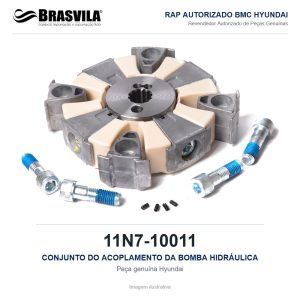CONJUNTO DO ACOPLAMENTO DA BOMBA HIDRÁULICA HYUNDAI 11N7-10011 – GENUÍNO – R210LC-9 / R220LC-9S / R210LC-7 / R260LC-9S – imagem ilustrativa