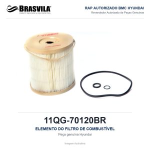 ELEMENTO DO FILTRO DE COMBUSTÍVEL HYUNDAI 11QG-70120BR – GENUÍNO – R220LC-9 / R220LC-9SB – imagem ilustrativa