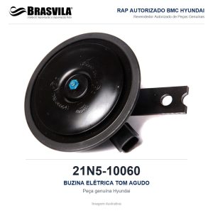 BUZINA ELÉTRICA TOM AGUDO HYUNDAI 21N5-10060 – GENUÍNO – R210LC-9 / R210LC-7 / R140LC-7 / R250LC-7 – imagem ilustrativa