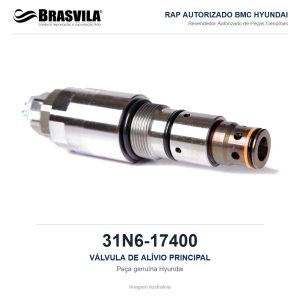 VÁLVULA DE ALÍVIO PRINCIPAL HYUNDAI 31N6-17400 – GENUÍNO – R210LC-7 / R220LC-7 / R215LC-7 / R210LC-7H – imagem ilustrativa