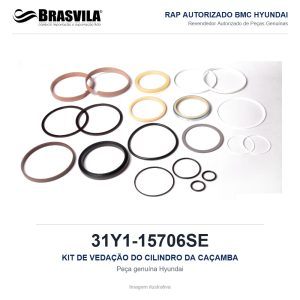 KIT DE VEDAÇÃO DO CILINDRO DA CAÇAMBA HYUNDAI 31Y1-15706SE – GENUÍNO – R210LC-7 / R200W-7 / R200W-7A / R210LC-7A – imagem ilustrativa