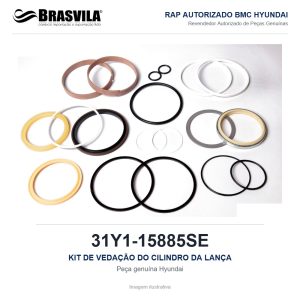 KIT DE VEDAÇÃO DO CILINDRO DA LANÇA HYUNDAI 31Y1-15885SE – GENUÍNO – R210LC-7 / R220LC-7 / R215LC-7 / R200W-7 – imagem ilustrativa