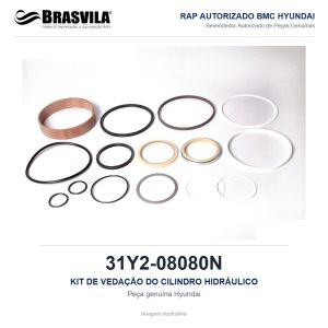 KIT DE VEDAÇÃO DO CILINDRO HIDRÁULICO HYUNDAI 31Y2-08080N – GENUÍNO – imagem ilustrativa