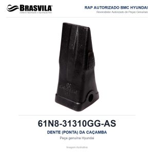 DENTE (PONTA) DA CAÇAMBA HYUNDAI 61N8-31310GG-AS – GENUÍNO – R210LC-7 / R250LC-7 / R210NLC-7 / R200W-7 – imagem ilustrativa
