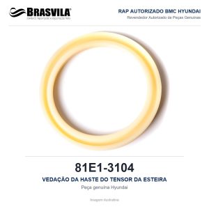 VEDAÇÃO DA HASTE DO TENSOR DA ESTEIRA HYUNDAI 81E1-3104 – GENUÍNO – R210LC-9 / R220LC-9SH / R210LC-7 – imagem ilustrativa