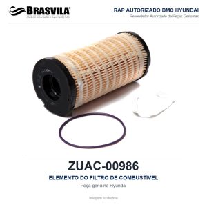ELEMENTO DO FILTRO DE COMBUSTÍVEL HYUNDAI ZUAC-00986 – GENUÍNO – R140LC-9 / H940S / H930C / H930S – imagem ilustrativa