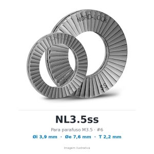 ARRUELA DE TRAVAMENTO NORD-LOCK NL3.5ss – M3.5 / #6 – AÇO INOX 316L – CÓD. 1070 – imagem ilustrativa