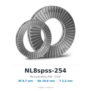 ARRUELA DE TRAVAMENTO NORD-LOCK NL8spss-254 – M8 / 5/16" – INOX 254 SMO – CÓD. 2587 – imagem ilustrativa